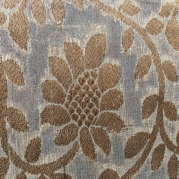 Saree muted-gold tissue-organza bright machine embroidery border NWOT - Picture 4 of 9